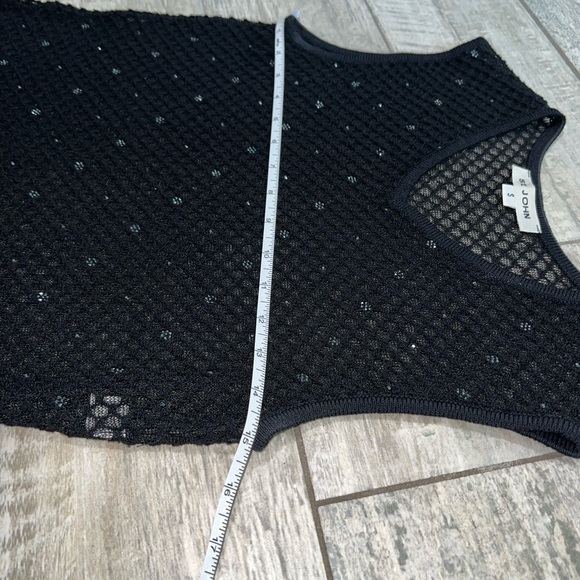 St. John mesh sleeveless top. Black with rhinestone accents. Size S. - Picture 5 of 11